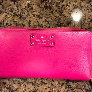 Hot pink authentic Kate Spade zip-up wallet